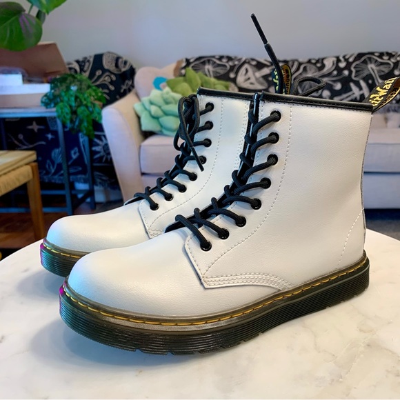 Dr. Martens Shoes - Dr. Martens Zavala Casual Combat Boot, White Leather, Women’s Size 5, BRAND-NEW